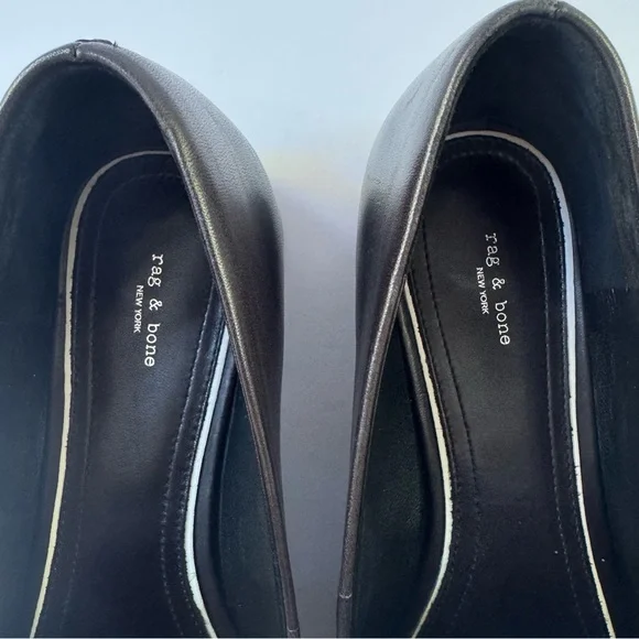 RAG & BONE Aslen Black Leather Loafer With Silver Chain Detail Square Toe Sz 40 - Picture 3 of 16